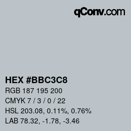 カラーコード: HEX #BBC3C8 | qconv.com