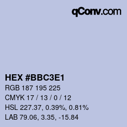 Color code: HEX #BBC3E1 | qconv.com