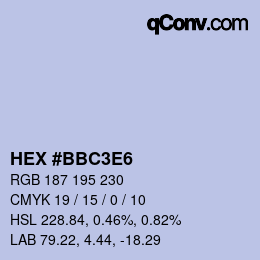 Color code: HEX #BBC3E6 | qconv.com