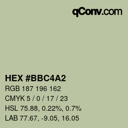 颜色代码: HEX #BBC4A2 | qconv.com