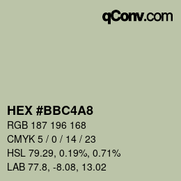 カラーコード: HEX #BBC4A8 | qconv.com