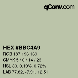 カラーコード: HEX #BBC4A9 | qconv.com