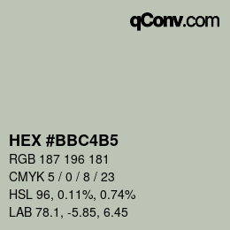 カラーコード: HEX #BBC4B5 | qconv.com