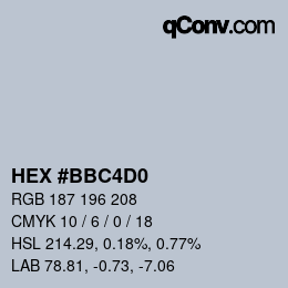 カラーコード: HEX #BBC4D0 | qconv.com