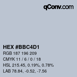 Color code: HEX #BBC4D1 | qconv.com