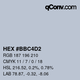 Color code: HEX #BBC4D2 | qconv.com