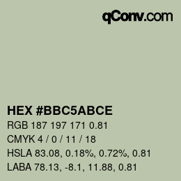 Farbcode: HEX #BBC5ABCE | qconv.com