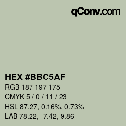Color code: HEX #BBC5AF | qconv.com
