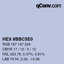 カラーコード: HEX #BBC5E0 | qconv.com