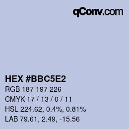 Farbcode: HEX #BBC5E2 | qconv.com