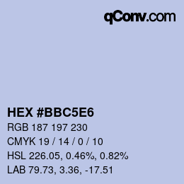 Color code: HEX #BBC5E6 | qconv.com