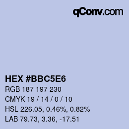 Código de color: HEX #BBC5E6 | qconv.com