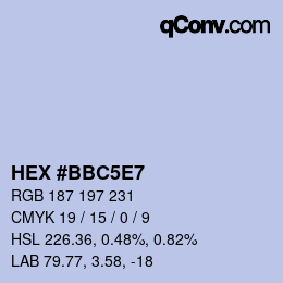 Farbcode: HEX #BBC5E7 | qconv.com