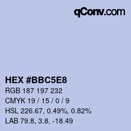 颜色代码: HEX #BBC5E8 | qconv.com