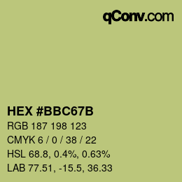 Color code: HEX #BBC67B | qconv.com