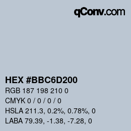 Color code: HEX #BBC6D200 | qconv.com