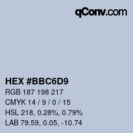 Color code: HEX #BBC6D9 | qconv.com