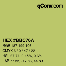 Color code: HEX #BBC76A | qconv.com