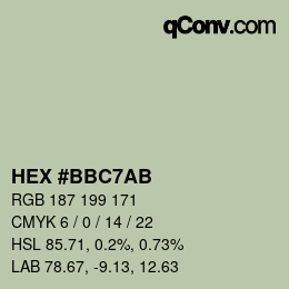 Farbcode: HEX #BBC7AB | qconv.com