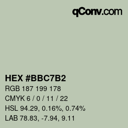 颜色代码: HEX #BBC7B2 | qconv.com