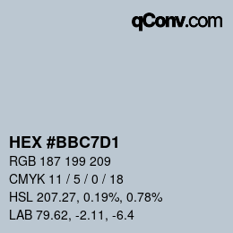 カラーコード: HEX #BBC7D1 | qconv.com
