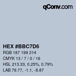 Color code: HEX #BBC7D6 | qconv.com