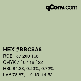 颜色代码: HEX #BBC8A8 | qconv.com