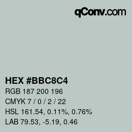 Color code: HEX #BBC8C4 | qconv.com