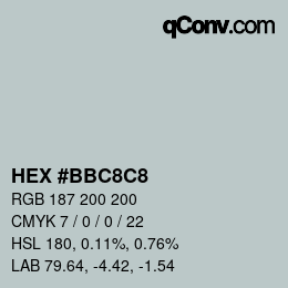 Color code: HEX #BBC8C8 | qconv.com