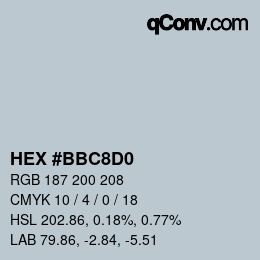 カラーコード: HEX #BBC8D0 | qconv.com