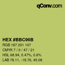 カラーコード: HEX #BBC96B | qconv.com