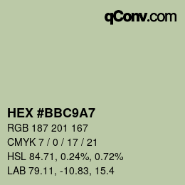 Color code: HEX #BBC9A7 | qconv.com