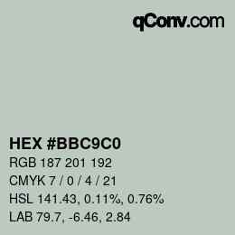 Color code: HEX #BBC9C0 | qconv.com