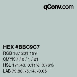 カラーコード: HEX #BBC9C7 | qconv.com