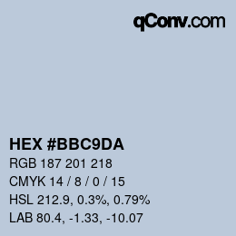 カラーコード: HEX #BBC9DA | qconv.com