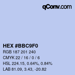 Color code: HEX #BBC9F0 | qconv.com