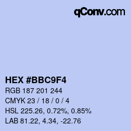 Color code: HEX #BBC9F4 | qconv.com