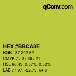 Color code: HEX #BBCA3E | qconv.com