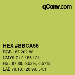 Farbcode: HEX #BBCA58 | qconv.com