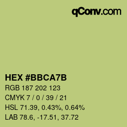 カラーコード: HEX #BBCA7B | qconv.com