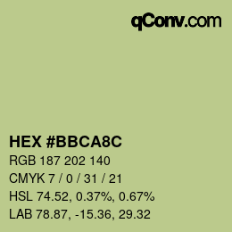颜色代码: HEX #BBCA8C | qconv.com