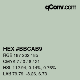 颜色代码: HEX #BBCAB9 | qconv.com