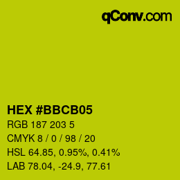 Farbcode: HEX #BBCB05 | qconv.com