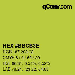 Color code: HEX #BBCB3E | qconv.com