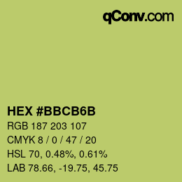 Color code: HEX #BBCB6B | qconv.com