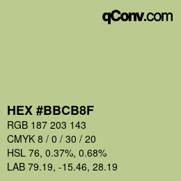 カラーコード: HEX #BBCB8F | qconv.com