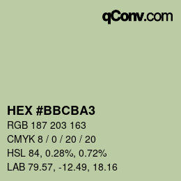 Código de color: HEX #BBCBA3 | qconv.com