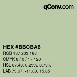 Color code: HEX #BBCBA8 | qconv.com