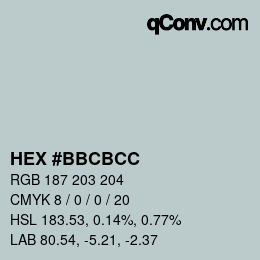 Color code: HEX #BBCBCC | qconv.com