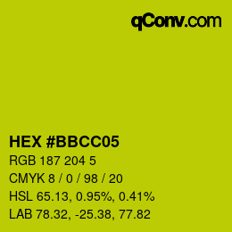カラーコード: HEX #BBCC05 | qconv.com